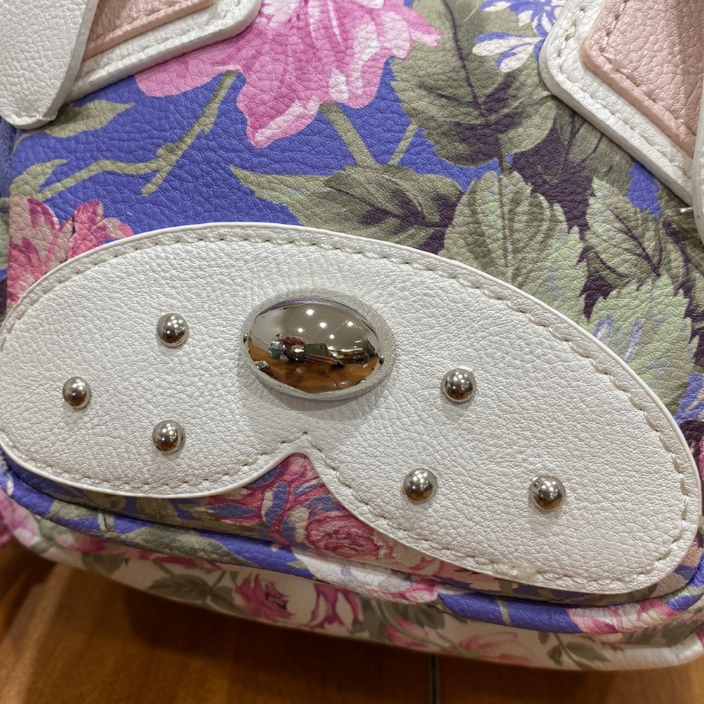NWT. BetseyJohnson floral puppy, mini backpack/purse. - Picture 2 of 13